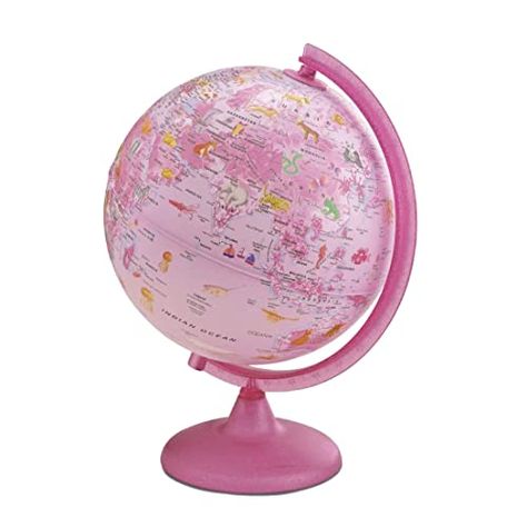 Waypoint Geographic Safari Explorer Animals Globe, World Globe, 10” Illuminated Desktop Globe with Physical Earth and 100s of Illustrated Animals, Pink Safari Explorer, Pink Globe, Illustrated Animals, Kids Globe, Painted Globe, Pink Ocean, World Globe, 2025 Vision, Light Of The World