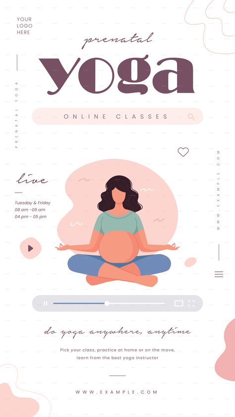 Yoga Flyer, Yoga Prenatal, Yoga Online, Online Yoga Classes, Prenatal Yoga, Online Yoga, Yoga Classes, Online Class, Social Media Business