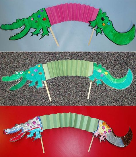 Alligator Crafts, Crocodile Craft, Fox Crafts, Rabbit Crafts, Mouse Crafts, Dragon Crafts, Art Lessons For Kids, Animal Crafts For Kids, Kindergarten Crafts