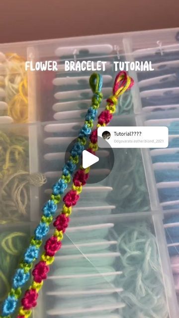 kyokushu on Instagram: "So many of you were asking for a tutorial, so here you go!❤️ Big shoutout to @madebyeleanorr for making these great videos and tutorials, check out her page!😁 #jewelry #jewellery #jewelrygram #jewelrydesign #jewelryaddict #bracelets #braceletlover #stringbracelets #summerbracelets #friendshipbracelets #fyp" Flower Bracelet Tutorial Thread, Flower Embroidery Bracelet, Flower Bracelet Tutorial String, Flower Bracelet String, Flower Thread Bracelets, Friendship Bracelets Videos, Flower String Bracelet, String Bracelets Tutorial, Embroidery Thread Bracelets Tutorial