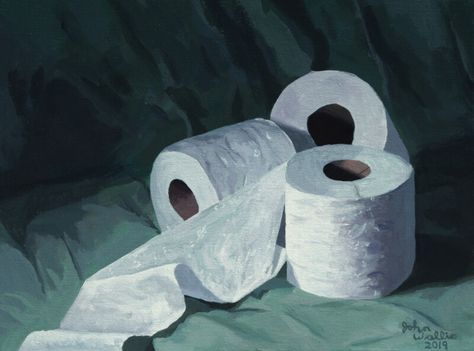 ArtStation - Toilet Paper, John Wallie Toilet Paper Aesthetic, Toilet Paper Photography, Toilet Paper Painting, Wwi Aesthetic, Famous Still Life Paintings, Acrylic Painting Still Life, Toilet Drawing, Drawing Still Life, Toilet Painting