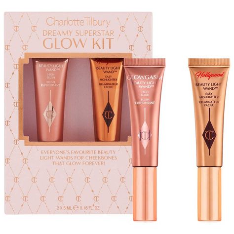 Mini Beauty Highlighter Wand Duo Set - Charlotte Tilbury | Sephora Charlotte Tilbury Highlighter, Sephora Gift Sets, Charlotte Tillbury, Charlotte Tilbury Makeup, Highlighter Set, Holiday Beauty, Liquid Highlighter, Glow Kit, Sally Beauty