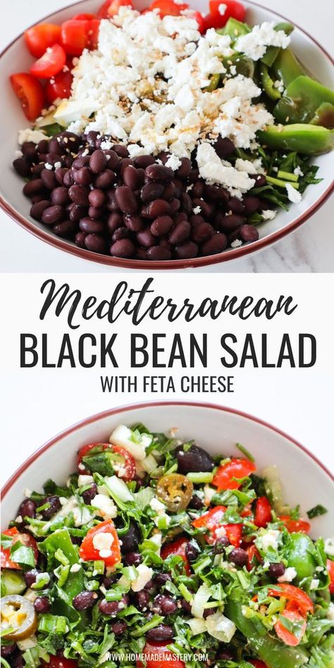 Salad With Herbs, Mediterranean Diet Food List, Mediterranean Recipes Healthy, Mediterranean Diet Recipes Dinners, Med Diet, Feta Cheese Salad, Mediterranean Diet Meal Plan, Easy Mediterranean Diet Recipes, Black Bean Salad