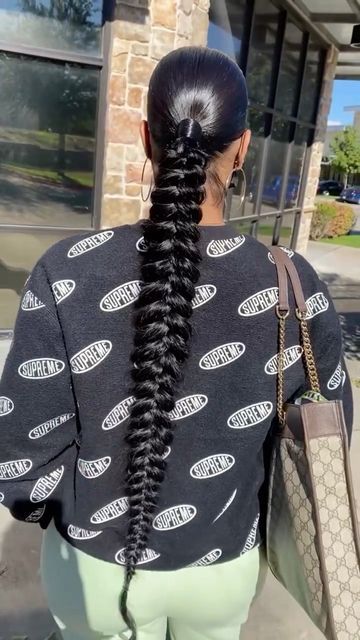 Messy Braided Ponytail, Braided Ponytail Black Hair, Goddess Braid Ponytail, Fishtail Ponytail, Sleek Braided Ponytail, Goddess Vibes, Fishtail Braid Hairstyles, Braid Ponytail, Sleek Ponytail Hairstyles