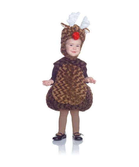 Kid's Reindeer Toddler/ Costume: Your #Christmas #party will be so much cuter with your little one waddling around in this sweet #Rudolph #Costume! Baby Christmas Costumes, Reindeer Dress, Reindeer Costume, Rudolph Red Nose, Baby Kostüm, Baby Reindeer, Holiday Costumes, Toddler Halloween Costumes, Toddler Costumes