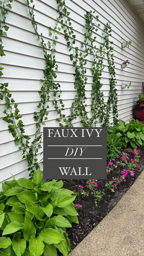 Fake Ivy Fence Cover, Fake Ivy Trellis Wall Diy, Faux Vines Outdoor, Fig Ivy Wall, Faux Ivy Wall Outdoor Patio, Ivy Trellis Wall, Faux Ivy Wall, Patio Wall Decor Outdoor, Ivy Covered Wall