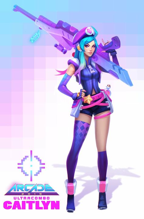 ArtStation - Arcade Caitlyn, Thomas Randby Arcade Caitlyn, Liga Legend, Game Arcade, Cyberpunk Clothes, Jinx League Of Legends, Cyberpunk Style, Riot Games, Alan Walker, Lol League Of Legends