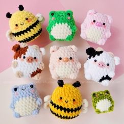 Pack patterns Crocheted Animals, Easy Crochet Animals, Quick Crochet Patterns, Adorable Crochet, Kawaii Crochet, Crochet Amigurumi Free Patterns, Crochet Amigurumi Free, Crochet Simple, Quick Crochet