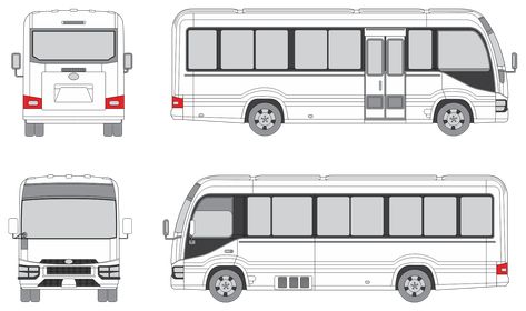 Download vehicle template for designing vehicle wrap for Toyota Coaster 2019. Bus Template, Toyota Coaster, Matte Cars, Props Ideas, Cities Skylines, Body Template, Vehicle Wrap, 3d Props, Toyota Vios