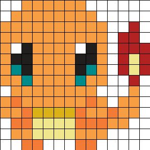 Charmander Perler Bead Pattern | Bead Sprites | Misc Fuse Bead Patterns Charmander Perler, Small Perler Beads, Charmander Cross Stitch, Small Perler Bead Patterns, Pokemon Perler Bead Patterns, Graph Drawings, Pokemon Perler, Pokemon Perler Beads, Easy Perler Beads Ideas