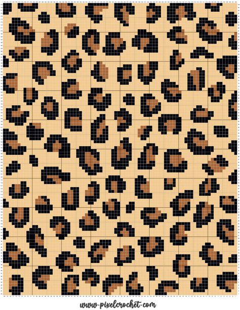 Leopard Print Crochet Pattern, Pixel Grid Crochet Blanket, Alpha Patterns Crochet Blanket, Pixel Art Square, Crochet Pixel Blanket, Colouring Patterns, Leopard Print Blanket, Pixel Art Crochet, Graphghan Crochet