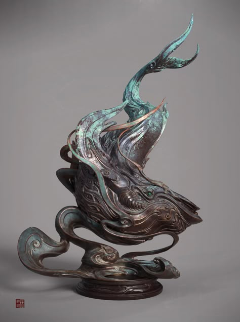 ArtStation - KUN, Daqin Lin Japanese Sculpture, Bernini Sculpture, To My Teacher, Fantasy Sculpture, Chinese Sculpture, Alien Plants, Chinese Mythology, Mermaids And Mermen, My Teacher