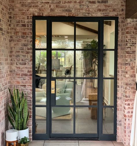 Manhattan Steel Doors Co. — Exterior Doors Door With Side Windows, Steel Doors Exterior, Modern Entrance Door, Entry Doors With Glass, Exterior Doors With Glass, Luxury Door, French Doors Exterior, Glass French Doors, Door Glass Design