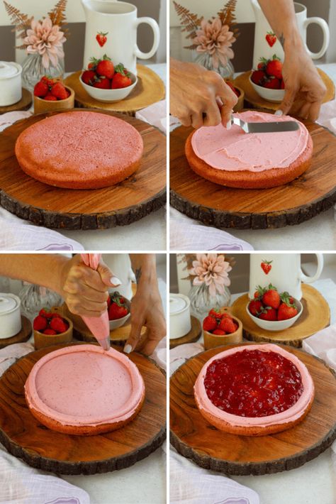 Strawberry Jam Cake, Brigadeiro Cake, Strawberry Cream Cheese Filling, Jam Cake, Strawberry Things, Strawberry Cream Cheese Frosting, Fresh Strawberry Cake, Cake 5, Cake Storage