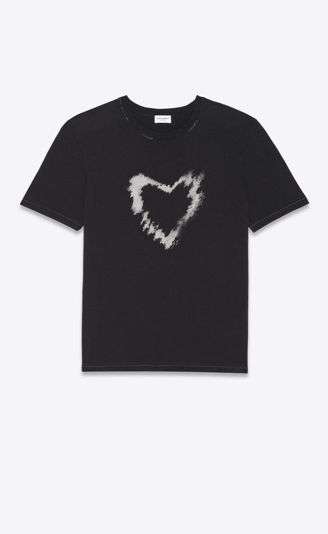 SL Heart T-shirt | Saint Laurent | YSL.com Ysl 2022, Ysl Tshirt, Saint Laurent T Shirt, Fashion Show Videos, Water Fashion, Sweatshirt Collection, Heart T Shirt, Hem Style, Men T Shirt