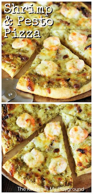 Pescatarian Pizza Recipes, Seafood Cravings, Shrimp Pizza, Pesto Pizza Recipe, Dinner Recepies, Ooni Pizza, Pesto Recipes, Seafood Pizza, Pesto Shrimp