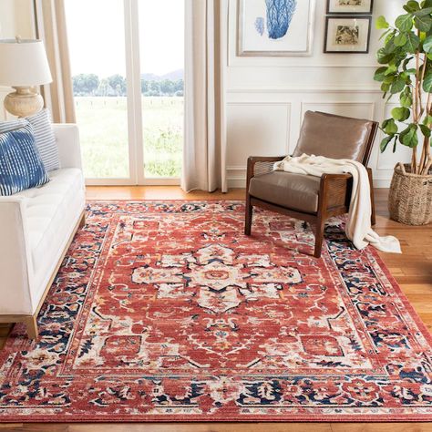 Safavieh Charleston Kashi 8 x 10 Red/Ivory Indoor Distressed/Overdyed Vintage Area Rug in the Rugs department at Lowes.com Casual Home Decor, Ivory Color Palette, Rugs Red, Best Farmhouse, Floral Area Rugs, Farmhouse Rugs, Classy Casual, Contemporary Home Decor, Southern Charm