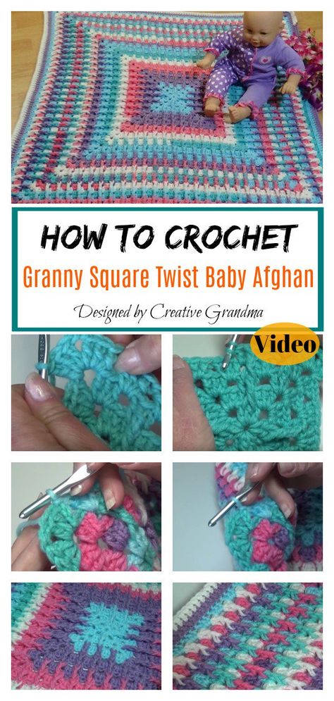 Granny Twist Crochet Pattern, Continuous Granny Square Blanket, Crochet Bedding, Squares Blanket, Baby Blanket Tutorial, Sunburst Granny Square, Mandala Yarn, Crochet Granny Square Afghan, Granny Stitch