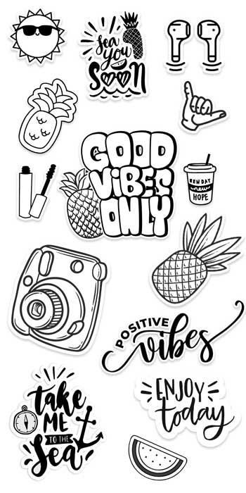 Printable Sticker Sheets, Preppy Stickers, Black And White Stickers, Cute Laptop Stickers, Iphone Case Stickers, Tumblr Stickers, Bullet Journal Diy, Scrapbook Stickers Printable, Apple Wallpaper Iphone