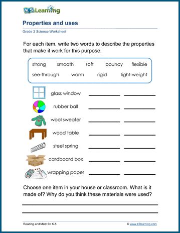 Material Properties Worksheet, Properties Of Materials Grade 1, Materials Worksheet Science, Science Grade 2 Worksheets, Science Worksheets Grade 2, Properties Of Materials Worksheet, Grade 2 Science Worksheets, Fun Science Worksheets, Science Project Models