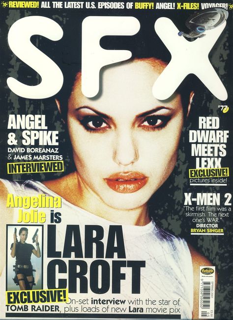 Angelina Jolie Poster, Angelina Jolie Lara Croft, Pulp Fiction Magazine, Angelina Jolie 90s, Bryan Singer, James Marsters, David James, David Boreanaz, Sci Fi Horror