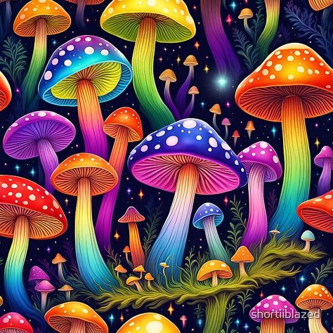 Trippy Mushroom Wallpaper by shortiiblazed | Redbubble Colorful Mushroom Art Trippy, Trippy Mushroom Wallpaper, Shroom Drawings, Trippy Background, Mushroom Ideas, Mushroom Nails, Trippy Mushroom, Trippy Backgrounds, Mushroom Wallpaper