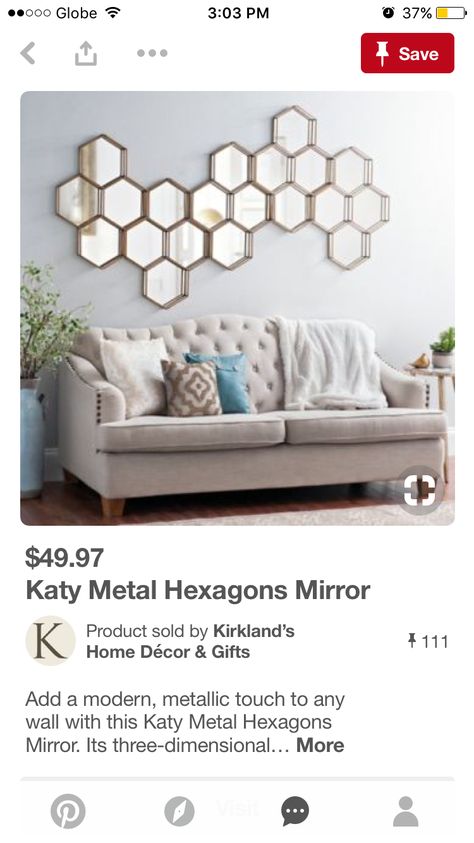 For the guest room Ikea Hexagon Mirror Wall Decor Ideas, Honeycomb Mirror Wall Decor, Wallpaper Ideas Living Room, Living Room Wallpaper Ideas, Honeycomb Mirror, Paint Living Room, Room Wallpaper Ideas, Living Wallpaper, Wallpaper Decor Bedroom