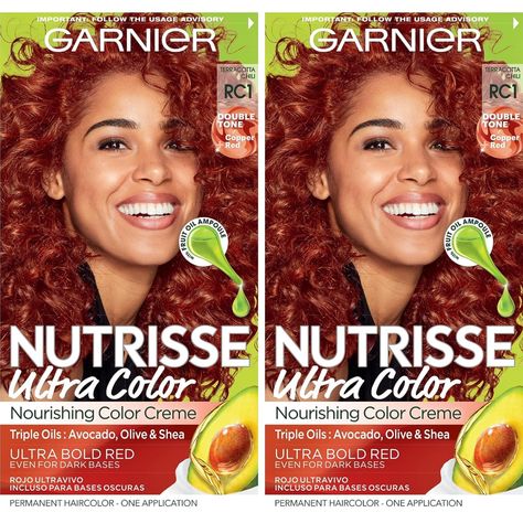 Garnier Hair Color Nutrisse Ultra Color Nourishing Creme, RC1 Copper Red (Terracotta Chili) Permanent Hair Dye, 2 Count - https://amzn.to/3Z2Hn1H
#fallhaircolor #fallhair #copperred #copperredhair #darkcopperbalayagebrunett #fallhaircolorsforbrunettes Brownish Red Hair, Garnier Hair Color, Red Copper Hair Color, Copper Red Hair, Dyed Red Hair, Hair Color Cream, Men Hair Color, Hair Color Auburn, Permanent Hair Dye