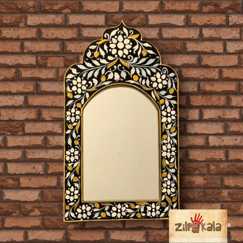 Mugal mirror, mirror  hand painted mirror vintage traditional Indian Mirror Art, Indian Mirror Decor, Lippan Art Mirror Jharokha, Jharoka Mirror, Jharoka Design, Jharokha Decor Diy, Jharokha Designs, Jharokha Painting, Lipan Art Mirror Work Diy