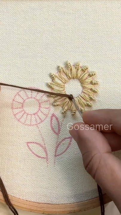 Sunflower 🌻 Embroidery for beginners Sunflower Embroidery Pattern Design, Embriodary Design Ideas, Embriodary Design Ideas Easy, Sunflower Embroidery Tutorial, Embroidery Sunflowers, Sunflower Embroidery Pattern, Embroidery Sunflower, Sunflower Embroidery, Embroidery For Beginners