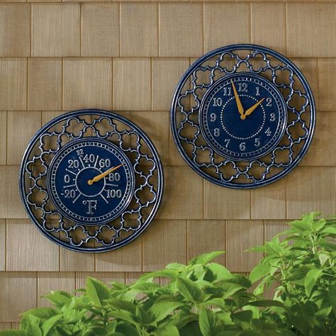 Large Outdoor Clock, Arched Wall Decor, White Wicker Furniture, Outdoor Wall Clocks, Outdoor Clock, European Garden, Mason Jar Vases, Grandin Road, Patio Wall