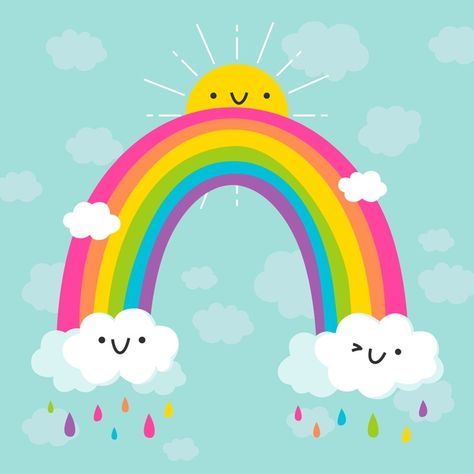 Rainbow Pictures For Kids, Rainbow Painting For Kids, Rainbow Painting Ideas, Pictures Of Rainbows, Rainbow Graphic Design, Rainbow Pattern Design, Rainbow Images, Rainbow Cartoon, Rainbow Pictures