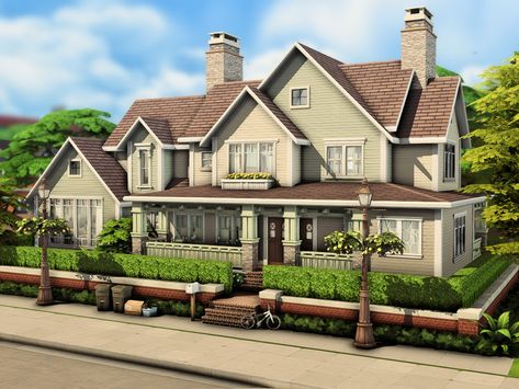 Sims 4 Family House Exterior, Suburban California House, Suburban Home Sims 4, British Suburban House, The Sims 4 Suburban House, Family Suburban House Exterior, 1 Story Suburban House, Sims 4 Housewife, Sims 4 Houses Family Home