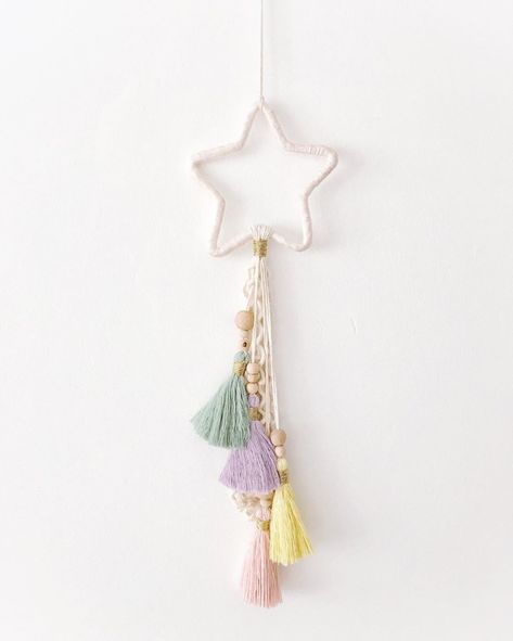 Macrame Star Wall Hanging, Star Wall Hanging, Macrame Unicorn, Star Macrame, Macrame Star, Macrame For Kids, Macrame Kids Room, Macrame Nursery Decor, Nursery Room Diy