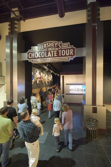 The old entrance to Chocolate World, with Milton Hershey's history on the wall. Precedent Study, Hershey Factory, Cadbury World, Chocolate Sculpture, Work Aesthetic, Hershey Park, Hershey's Chocolate, Tour Around The World, Chocolate World