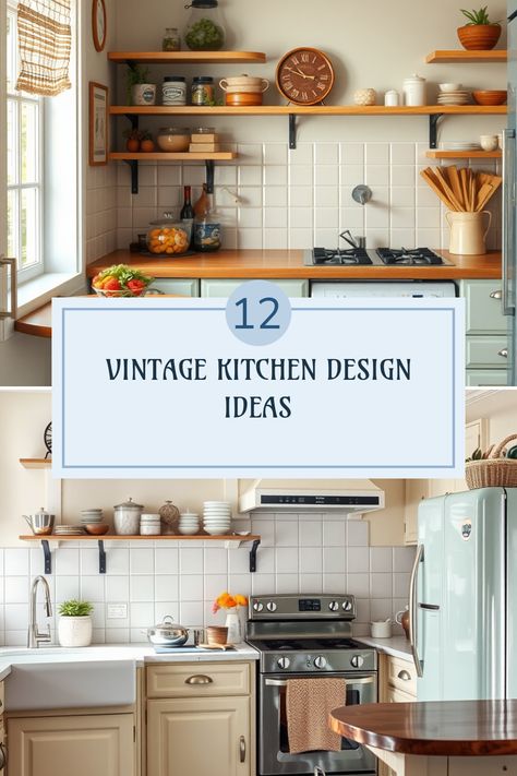 Looking to add a touch of nostalgia to your kitchen? Check out these 12 vintage kitchen design ideas that blend charm and function! From farmhouse aesthetics with retro appliances to cozy dining nooks, you'll find plenty of inspiration for creating the perfect vintage space. Ignite your creativity with delightful elements like rustic wooden cabinets, colorful tiles, and vintage dining sets that make your kitchen feel like home. Turn your cooking area into a warm, inviting retreat using classic touches that celebrate timeless elegance and warmth. Let’s make your dream kitchen come to life! Unconventional Kitchen Ideas, 1930’s Kitchen, 1940s Kitchen Remodel, Wooden Garden Fence, Vintage Kitchen Design, Retro Table And Chairs, Classic Backsplash, 1950s Kitchen Remodel, Dining Nooks