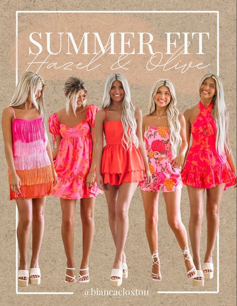 Summer dress, summer romper, bright colors, bold colors, cute, outfit Inspo, outfit idea, Hazel & Olive Pink And Orange Bachelorette Party Outfit, Orange And Pink Bachelorette Party Outfits, Bright Bachelorette Party Outfits, Orange Bachelorette Party Outfit, Pink Orange Yellow Bachelorette Outfits, Sunset Theme Bachelorette Outfits, Pink And Orange Beach Outfit, Pink And Orange Dress Outfit, Orange Pink Dress