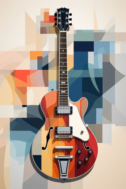 Guitar Aesthetic Painting, Geometric Art Colorful, Masculine Paintings, Guitar Wallpaper Art, Electric Guitar Drawing, Electric Guitar Painting, Guitar Digital Art, Geometric Guitar, Drawing Guitar