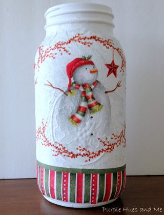 Decoupage Christmas Napkin on Mason Jar With Snow: 7 Steps Decoupage Jars, Christmas Napkin, Christmas Decoupage, Napkin Decoupage, Decoupage Diy, Christmas Mason Jars, Mason Jar Gifts, Christmas Jars, Christmas Wood Crafts