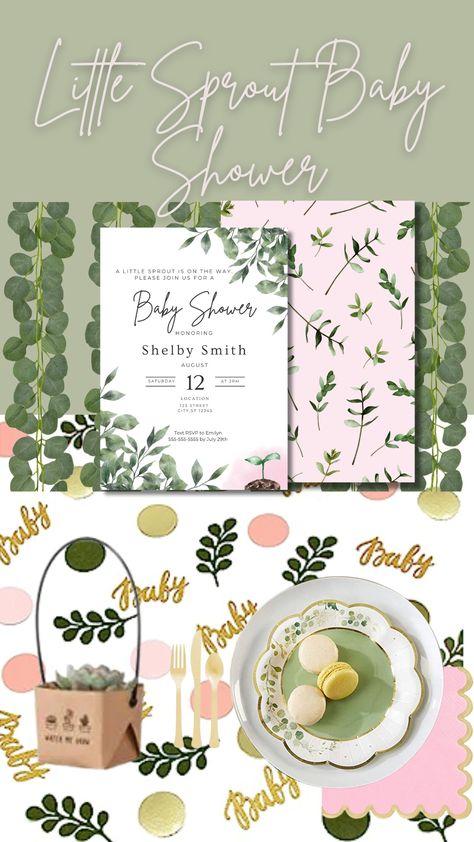 An all inclusive list of products to throw a great Little Sprout themed baby shower. Little Sprout Baby Shower Theme, Sprout Baby Shower Theme, Little Sprout Baby Shower Ideas, Neutral Shower, Garden Baby Showers, Fun Baby, Baby G, Baby Shower Planning, Reveal Party