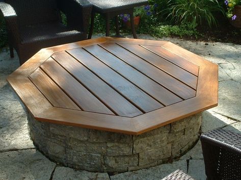 fire pit covers | Teak Fire pit cover/Table Fire Pit Covers, Fire Pit Table Top, Patio Plan, Cheap Fire Pit, Outside Fire Pits, Brick Fire Pit, Outdoor Fire Pit Designs, Fire Pit Ring, Fire Pit Landscaping