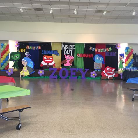 Inside Out Office Decorations, Inside Out Backdrop, Inside Out Float Ideas, Inside Out Photobooth, Inside Out Decorations Diy Party Ideas, Inside Out Decorations Classroom, Inside Out Party Decorations, Inside Out Theme Party, Inside Out Decorations