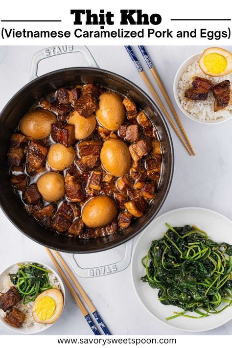 Pork And Eggs Vietnamese, Vietnamese Pork Belly And Eggs, Caramelized Pork Vietnamese, Instant Pot Thit Kho, Vietnamese Thit Kho, Thit Kho Recipe Instant Pot, Carmelized Pork Belly And Eggs, Thit Kho Trung, Vietnamese Home Cooking