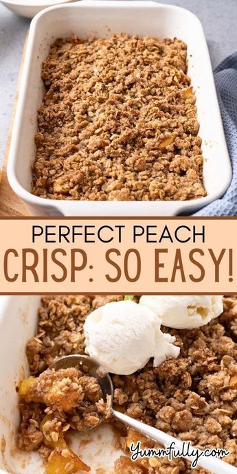 Float in the taste of summer with our Perfect Peach Crisp, where ripe, juicy peaches are topped with a buttery, golden oat and cinnamon crumble for the ultimate dessert delight. For more delicious recipes that celebrate the flavors of each season it takes only one click! Easy Peach Crisp, Peach Crisp Recipe, Cobbler Recipes Easy, Cinnamon Crumble, Peach Recipes, Apple Recipes Easy, Peach Crisp, Bisquick Recipes, Fruit Crisp