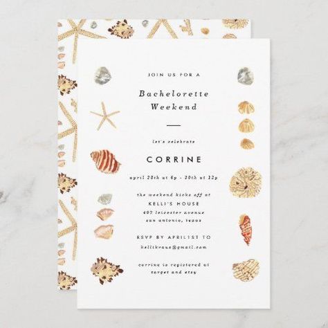 $ 3.08 | Modern Watercolor Seashells Bachelorette Party #bachelorette party #bachelorette #tropical #modern #beach #bachelorette party invitations #tropical bachelorette party #destination #watercolor seashells #bachelorette weekend Bachelorette Party Hashtags, Coastal Party, Watercolor Seashells, Bachelorette Party Gift Bag, Tropical Bachelorette Party, Beach Bachelorette Party, Tropical Bachelorette, Bachelorette Weekend Invitations, Bachelorette Itinerary