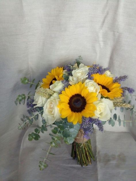 Lavender And Sunflower Bouquet, Bridal Sunflower Bouquet, Sunflowers And White Roses Wedding, Sunflower And Rose Bouquet Wedding, Sunflower And Lilac Wedding, Sunflower Lavender Bouquet, Sunflower Wedding Bouquet Fall, Sunflower Lavender Wedding, Sunflower And Lavender Wedding