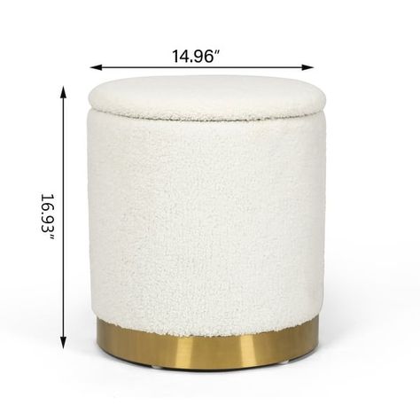 Adeco Velvet Round Storage Stool Gold Plating Base Storage Ottoman - On Sale - Bed Bath & Beyond - 36917090 Room White Furniture, Round Storage Ottoman, Velvet Ottoman, Storage Stool, Room White, Round Storage, Ottoman Bed, Ottoman Stool, Round Ottoman