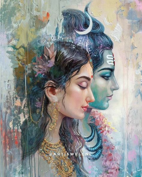 Shiva Parvathi Photos, Radha Krishna Art Beautiful, Shiva The Destroyer, Lord Shiv, Shiva Sketch, Indian Artwork, Aadi Shakti, God Artwork, Pictures Of Shiva