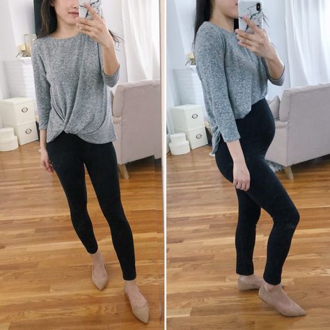 Super affordable and petite-friendly cropped maternity leggings Maternity Outfits To Hide Bump, Work Outfits To Hide Pregnancy, Hide Bump Outfit, Hide Baby Bump Outfits, Hide Pregnancy Outfits, Pregnancy Hiding Outfits, Hiding Baby Bump Outfits, Dress To Hide Pregnancy, Clothes To Hide Pregnancy