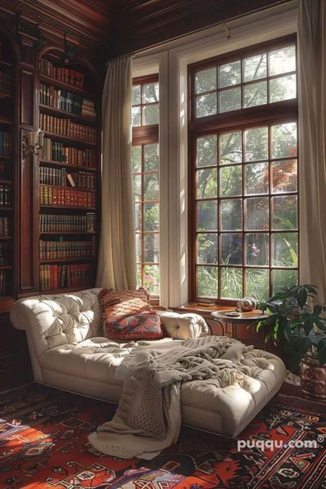 Home Library Ideas, Dream Home Library, Cozy Home Library, Home Library Rooms, Reading Space, Home Library Design, Casa Vintage, Dream House Rooms, Library Ideas